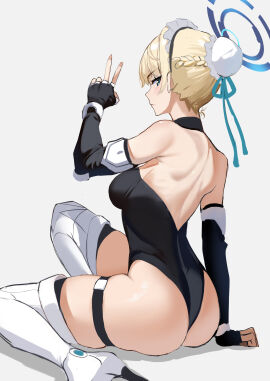 1girls absurd_res absurdres arm_gloves armpits ass bare_ass bare_back bare_butt bare_shoulders bare_skin bare_thighs black_arm_gloves black_one-piece_swimsuit blonde-haired_female blonde_female blonde_hair blue-eyed_female blue_archive blue_eyes blue_halo braid braided_bun braided_hair breasts elbows feet female female_focus female_only fingernails fingers full_body halo high_resolution highres hourglass_figure knees legs light-skinned_female light_skin lips looking_at_viewer looking_back medium_breasts naked naked_female nude nude_female one-piece_swimsuit short_hair shoulders sideboob simple_background sitting sitting_on_floor slender_body slender_waist slim_female slim_waist solo stone_(ksorede) thick_ass thick_thighs thighhighs thighs thin_waist toki_(blue_archive) underboob v white_background white_thighhighs wide_hips