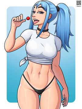 big_breasts big_thighs big_titties blue_hair breasts clothed clothing curvaceous curvaceous_female curvaceous_figure curvy curvy_figure curvy_hips female female_only hi_res looking_at_viewer original original_character ponytail solo underwear zedro