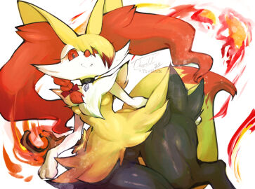 anthro anthro_only big_breasts braixen breasts female furry pokemon pokemon_(species) pokémon_(species) thick_thighs thwillartz wide_hips