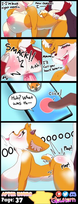 absurd_res aggressive_retsuko aggretsuko antelope anthro artifact_the_fox big_breasts big_ears black_body black_fur bodily_fluids bovid brainwashed brainwashing breasts breath brown_nose canid canine cheating cheating_(relationship) cheating_girlfriend cheek_tuft comic comic_page corrupted corruption cuckold deer deer_girl dialogue doggy_style dominant dominant_male drooling duo ear_tuft electronics eyelashes facial_tuft female femsub fox fox_boy from_behind_position fur furry gazelle genital_fluids genitals glistening glistening_body glowhorn hand_print hanging_breasts head_tuft hi_res horn hypnosis infidelity looking_back looking_pleasured looking_up male male/female maledom mammal mind_alteration mind_control moan netorare nipples ookami_(aggretsuko) open_mouth orange_body orange_fur panting penetration penile penile_penetration penis penis_in_pussy phone phone_call phone_screen pink_eyes pussy red_body red_fur rough_sex saliva saliva_on_tongue saliva_string sanrio scut_tail sex sharp_teeth short_tail simple_background smack smack_(sound_effect) smacking smacking_ass steamy_breath submissive submissive_female tail tail_grab talking_to_another talking_to_partner tan_body tan_fur teeth tongue tongue_out tsunoda tsunoda_(aggretsuko) tuft vaginal_fluids vaginal_penetration wet wet_penis white_body white_fur
