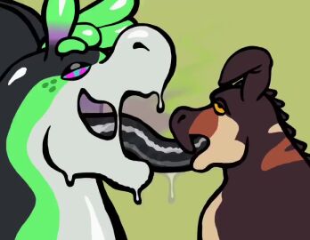 black_body brown_body droneification duo extreme_french_kiss french_kissing goo_creature goodra hypnotic_eyes long_tongue petrolgoo slime tagme tongue_down_throat transformation video white_body
