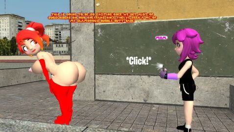 3d ass ass_cleavage belle_fontiere bending_over big_ass big_butt blushing breasts bubble_ass bubble_butt dialogue female high_heels_leggings kaibernation long_sleeve_gloves lucinia_porter meta_runner nipples onlyfans phone sending_nudes side_boobs smg4 text