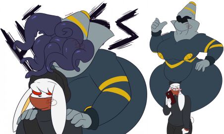 2022 5_fingers anthro beanie belly big_belly big_breasts black_beanie black_clothing black_hat black_headwear blush breasts cellphone clothing covered_mouth dd_(dewwydarts) dd_(dewwydartz) desire_(dewwydarts) desire_(dewwydartz) dewwydarts dewwydartz duo dusknoir electronics eyeless featureless_breasts female fingers fur generation_4_pokemon generation_8_pokemon grey_body grey_clothing grey_sweater grey_topwear hair hand_on_hip hands_on_shoulders hat head_between_thighs headgear headwear hi_res hissing holding_cellphone holding_object holding_phone holding_smartphone huge_hips huge_thighs larger_female male male/female markings nintendo nude original original_character overweight phone pokemon pokemon_(species) pokemon_only pokémon_(species) raboot red_eyes simple_background simple_eyes size_difference slightly_chubby smaller_male smartphone sweater tagme tentacle thick_thighs topwear white_background white_body white_fur white_hair wide_hips yellow_markings