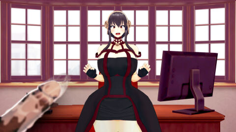 1boy 1girls 3d big_breasts breasts dress female human male murdoch_swan penis spy_x_family suprised_expression surprised thorn_princess yor_briar yor_forger