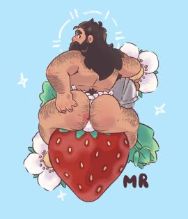 1boy anal_hair anus ass ass_focus bara beard between_buttocks blush brown_hair bulge dungeon_meshi dwarf facial_hair fake_horns flower food from_behind fruit full_beard full_body fundoshi hairy helmet highres horned_helmet horns japanese_clothes long_beard looking_at_viewer male male_focus moustache mrmermaido oversized_food oversized_object plump presenting_ass profile senshi_(dungeon_meshi) sitting solo sparse_ass_hair spread_anus strawberry thick_arm_hair thick_back_hair thick_beard thick_eyebrows thick_leg_hair thick_mustache unworn_headwear unworn_helmet very_hairy very_long_beard white_flower yaoi