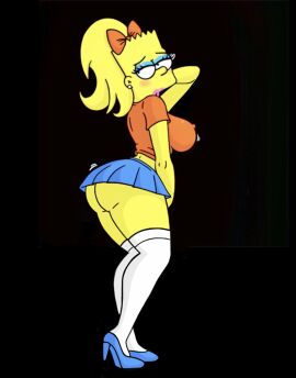 1girls 20th_century_fox accurate_art_style after_transformation ass bart_simpson bedroom_eyes big_ass big_breasts bimbofication bimbofied breasts curvaceous female female_bart female_only genderswap genderswap_(mtf) high_heels horny_female miniskirt ponytail post-transformation rule_63 standing the_simpsons transformation yellow_body yellow_skin