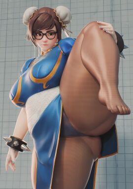 1girls 3d anus_behind_thong anus_peek asian asian_female bbw big_breasts blue_dress blue_nails blue_panties breasts brown_eyes brown_hair brown_pantyhose bun_cover china_dress chinese chinese_clothes chinese_female chun-li_(cosplay) clothed cosplay double_bun dress feet female fugtrup glasses huge_breasts mei_(overwatch) no_shoes overwatch overwatch_2 paid_reward_available painted_nails panties pantyhose pantyshot pelvic_curtain plump sash solo spiked_bracelet standing standing_on_one_leg street_fighter street_fighter_ii thick_thighs thong toes_visible_through_clothing trait_connection upskirt variant_setnus