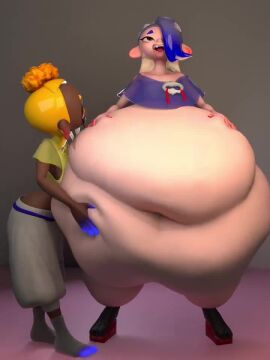 10_seconds 2girls 3d 3d_animation 3d_model animated belch belching burp burping dark-skinned_female extrudeds extrudedsquared fat fat_belly fat_legs female female_only frye_(splatoon) gurgle gurgle_(sound_effect) gurgling inkling morbidly_obese morbidly_obese_female nintendo obese obese_female octoling overweight overweight_female patting_belly shiver_(splatoon) sloshing_belly sound sound_effects sound_warning splatoon splatoon_(series) splatoon_3 tagme video wobbling_belly