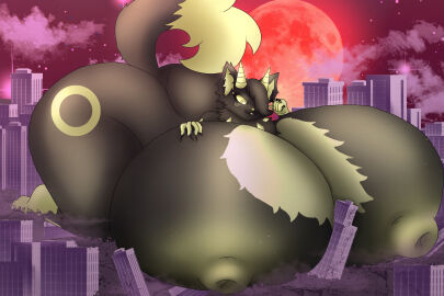 2024 2_horns 5_fingers ambiguous_gender ambiguous_humanoid anthro areola big_breasts black_body black_fur black_hair black_tail blood_moon blue_pawpads breasts building city city_destruction cloud colored digital_drawing_(artwork) digital_media_(artwork) dipstick_tail extreme_size_difference eyelashes felid feline female female_anthro fingers flosar fluffy fluffy_tail fur fur_markings group hair hair_over_eye hand_on_breast hi_res holding_another horn huge_breasts humanoid kneeling kyreza_(saltylimez) larger_anthro larger_female light lighting macro mammal markings moon neck_tuft night nipples nude nude_anthro nude_female outside pawpads red_sky shaded size_difference sky skyscraper smaller_ambiguous smaller_humanoid star starry_sky tail tail_markings thick_thighs tuft yellow_areola yellow_body yellow_eyes yellow_fur yellow_horn yellow_inner_ear yellow_markings yellow_nipples yellow_nose yellow_sclera yellow_tail_tip