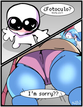 anthro english_text fur mammal meme_reference mia_mouse murid original panties pink_panties rodent silly silly_face spanish_text thick_thighs twitter_username upskirt