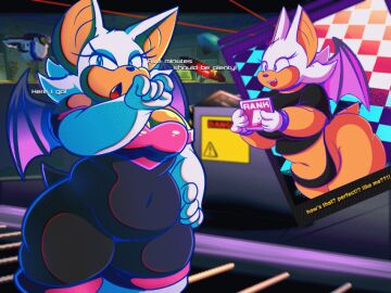 1girls 2d 2d_animation animated anthro areolae ass bat bat_wings bbw belly blue_eyes breasts chubby chubby_female cleavage english english_text fat female female_focus female_only furry gif happy hips large_ass large_breasts latex latex_clothing male nobody-64 overweight_male panties rouge_the_bat sonic_(series) sonic_adventure_2 sonic_the_hedgehog_(series) stomach tailwag thick_thighs thighs underwear weight_gain white_hair wide_hips