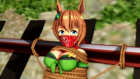 1girls 3d bondage female gag imminent_death over_the_nose_gag solo taiki_shuttle_(umamusume) umamusume y0z0ra