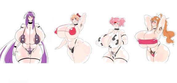 4girls 925kyohei alternate_breast_size breasts cowprint doki_doki_literature_club female female_only huge_breasts hyper_breasts monika_(doki_doki_literature_club) multiple_females multiple_girls natsuki_(doki_doki_literature_club) sayori_(doki_doki_literature_club) tagme yuri_(doki_doki_literature_club)