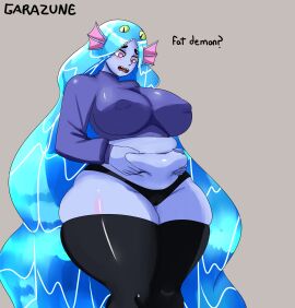 bbw belly_button belly_grab big_belly big_stomach blue_skin brave_animated_series chubby chubby_belly chubby_female fat fat_female female garazune grabbing_own_belly obese obese_female overweight overweight_female thick_thighs water_demon_(brave_animated_series) weight_gain weight_gain_female wide_hips