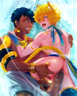 2boys abs anal anal_sex ass ass_grab big_penis bubble_ass bubble_butt censored cowgirl_position dark-skinned_male dark_skin dilf erect_penis erection female femboy gay gay_anal gay_domination gay_sex height_difference huge_cock interracial khimi_(meteorkittens) large_penis light-skinned_male light_skin lumi_(meteorkittens) male male/male male_only meteorkittens muscular muscular_male pecs penis riding riding_penis size_difference sweat sweatdrop sweating sweaty yaoi