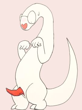 anthro blush bodily_fluids cuntboy cuntboy_sans_balls eyewear fragilescales genitals glasses heart_symbol herm hermaphrodite hi_res intersex male maleherm mixed_media multi_genitalia nude penis penis_emerging_from_pussy pussy reptile scalie slit_(disambiguation) slit_penis snake solo sweat