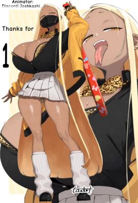 1girls 2d ahegao animated animation artist baseball_bat big_ass big_booty big_breasts black_body black_skin blonde_hair bursting_breasts cleavage clothed curvaceous dark_skin digital_media fat_ass female female_only full_body gyaru joshkashi lady leopard_print leopard_print_bikini leopard_print_bra leopard_print_panties mask masked milestone_celebration plap plap_(sound) plapping sfw sfx shorter_than_10_seconds solo sound spank spanking split_tongue tagme tan thick_thighs toudori vertical_video video