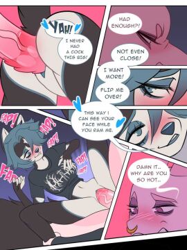 1futa 2girls anthro avian black_body clothed clothing comic dialogue dragon english_text female futa_on_female futanari ghastlyfish_(artist) intersex mostly_clothed pink_body pussy sex source_request tagme text vaginal_penetration