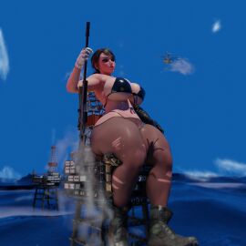 3d big_ass big_breasts big_butt bigger_female breasts female giant_breasts giantess huckleberry8181 huge_ass huge_breasts konami metal_gear_solid quiet_(metal_gear) ripped_clothing smug stockings thick thick_ass thick_thighs