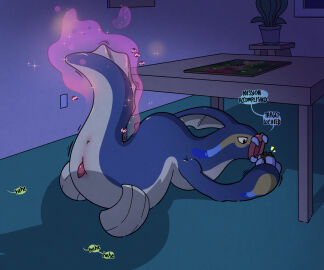 animal_genitalia anus argon_vile dialogue eelektross english_text fan_character fish generation_5_pokemon genital_slit genitals hi_res houseplant jigsaw_puzzle magic male marine night nintendo no_humans open_mouth penis pokemon pokemon_(species) raised_tail slit solo solo_focus tail teeth text under_the_table