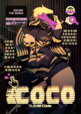 2025 anthro ass balls bed big_butt bodily_fluids breasts coco cum eye_contact furniture futanari genital_fluids genitals graphic_design happy hi_res intersex lagomorph leporid looking_at_another looking_at_viewer lying lying_on_bed machine mammal nude nude_anthro on_bed penis poster precum rabbit robot robot_anthro snuwkthelewd solo submissive submissive_anthro submissive_futa submissive_intersex sweat teasing teasing_viewer techno technology thick_penis thick_thighs wide_hips