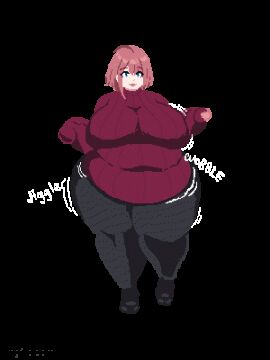 animated ass_expansion belly_expansion breast_expansion hazel_(indulgences) indulgences pixel_art tight_clothing