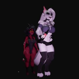 alcohol blender curvaceous dancing drunk female furry futa_on_female futanari helluva_boss heperson leotard loona_(helluva_boss) millie_(helluva_boss) no_sound party shortstack tagme thick thick_thighs thighs video voluptuous