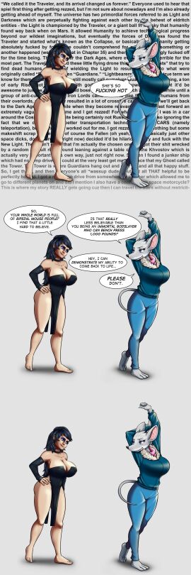 1anthro 1human 2024 2girls ankles anthro arms_behind_head baggy_clothing bare_shoulders barefoot bedroom_eyes big_breasts black_dress black_hair black_nose blank_background blue_eyes blue_eyeshadow blue_jacket blue_pants breasts bungie busty calves caroline_(juke) choker cleavage cleavage_dress closed_mouth clothed clothing commission commissioner_upload confident curvaceous curvaceous_body curvaceous_female curvaceous_figure curvaceous_hips curves curvy curvy_body curvy_female curvy_figure curvy_hips destiny_(game) destiny_(video_game) destiny_2 detached_sleeves dialogue dialogue_bubble dress duo english english_dialogue english_text exposed_feet exposed_legs exposed_shoulders exposed_thighs eyeshadow female female_only fit fit_female fuck_me_eyes full_body fully_clothed funny fur_collar furry geronimo_stilton_(series) guardian_(destiny) hand_on_hip head_tilt hourglass_figure huge_breasts human hunter_(destiny) large_breasts legs light-skinned_female long_hair looking_at_another looking_to_the_side mouse multicolored_body multicolored_face multicolored_fur nails narrow_waist neck nipples nipples_visible_through_clothing no_bra no_bra_under_clothes no_panties no_panties_under_dress no_shoes original original_character pelvic_curtain pokies revealing_clothes revealing_dress revealing_outfit rodent seductive seductive_eyes seductive_gaze seductive_look seductive_pose seductive_smile shaved_armpit shaved_armpits shoulders silver_eyes silver_fur silver_hair skimpy skimpy_clothes skimpy_dress skimpy_outfit slender_body slender_waist slim_female slim_waist snout standing stretching stretching_arms tail thea_stilton thea_stilton_(series) thick_thighs thin_waist tight_clothing very_long_hair voluptuous voluptuous_female wide_hips wowowonderart