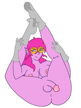 futanari glasses highheelboots intersex pinkhair supersexelf