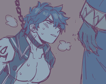 2boys chained_up imminent_oral male natsub_bkoge steamy_breath yaoi