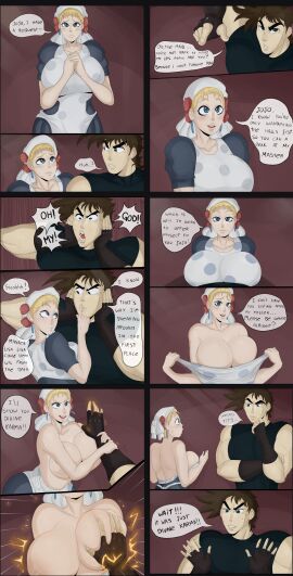 1boy 1girls ass battle_tendency big_ass big_breasts blonde_hair blue_eyes breasts breasts_out brown_hair canon_couple comic detnox female jojo's_bizarre_adventure joseph_joestar male massive_breasts mr_barbossa2 sex shounen_jump suzi_q