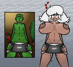 /ctt/ 1boy 1girls anon breasts christmas christmas_tree console-tan dark-skinned_female dark_skin female female_ejaculation gigantic_breasts gijinka huge_breasts humanization humanized male playstation_5 portal_sex ps5-tan sex sony_interactive_entertainment standing standing_sex stands twintails white_hair