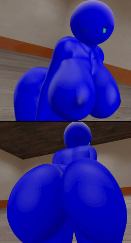 1girls 3d ass ass_focus blue_skin breasts colored_skin comic completely_nude cyan_eyes female hanging_breasts huge_ass huge_breasts indoors kasso_(skulltronprime969) looking_at_viewer nipples nude oc one_eye_closed original original_character rule_63 skulltronprime969 smile solo thighs