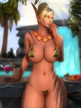 1girls 3d big_breasts bikini blizzard_entertainment blonde_hair blood_elf breasts eluneylewds female female_only light-skinned_female light_skin pinup sarisia_sunfeast solo thick_thighs voluptuous voluptuous_female wide_hips world_of_warcraft