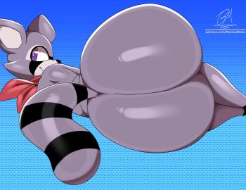 1anthro 1boy 2024 2d 2d_(artwork) alternate_ass_size alternate_body_type anthro anthro_only artist_name artist_signature ass bandana big_ass big_butt big_tail dammabems fat_ass femboy humanoid indigo_park johnnyandbemmy large_tail laying_on_side looking_back male male_only no_humans non-human non-human_only plump plump_ass pose procyonid purple_body purple_eyes purple_fur raccoon rambley_raccoon solo solo_anthro solo_male striped_tail tail thick_ass thick_butt wide_hips