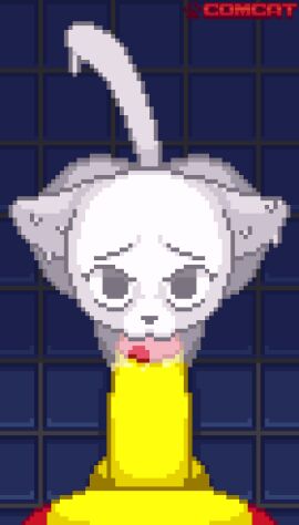 ambiguous_gender animated anthro balls blinking bodily_fluids breathing cheek_bulge comradecat cum cum_creature cum_drip cumcat deepthroat digital_media_(artwork) domestic_cat dripping duo felid feline felis fellatio feral first_person_view fjbcat genital_fluids genitals hi_res looking_at_viewer male male/ambiguous mammal oral oral_penetration penetration penile penis pixel_(artwork) pixel_animation pov_blowjob saliva saliva_drip saliva_on_penis sex tail tail_motion tailwag throbbing_balls throbbing_penis worried