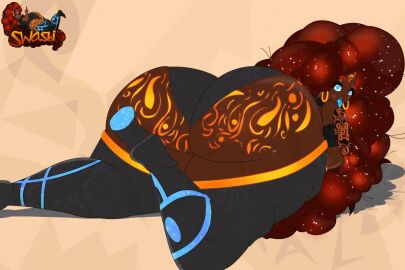 animated ass big_ass bubble_ass bubble_butt dark-skinned_female dark_skin female female_only huge_ass live2d swasbi_(artist) swasbi_(character) tagme thick_thighs wide_hips