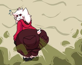 alfie_(mkv8) ass clothed clothing fallenchungus fallenchungus_gooned_to_this fart fart_fetish farting furry hoodie huge_ass messy_hair red_eyes short_tail tail white_hair white_tail