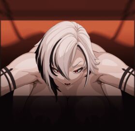 1girls animated animated_image arlecchino_(genshin_impact) big_breasts black_hair blowjob breasts bukkake busty cum curvaceous curvy curvy_body curvy_female curvy_figure female female_focus forked_tongue genshin_impact huge_breasts kinohara_kossuta large_breasts male no_source nude nude_female open_mouth sex symbol-shaped_pupils tongue tongue_out two-tone_hair white_hair