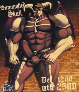 2_horns abs anthro bara belt big_muscles big_penis bone brick_wall clothing clothing_aside demon duel_monster elfein erect_penis erection eyewear foreskin genitals glasses hat headgear headwear hi_res horn huge_cock huge_muscles huge_thighs humanoid leather leather_clothing leather_daddy leather_hat leather_headgear leather_headwear leather_thong leather_underwear looking_at_viewer male male_focus male_only masculine_male monster muscles muscular muscular_anthro muscular_arms muscular_legs muscular_male muscular_thighs penis seductive skull skull_head smoking solo spiked_thong spiked_underwear spikes summoned_skull sunglasses teasing thick_arms thick_penis thick_thighs thong uncircumcised undead underwear underwear_aside vein veiny_penis wall_(structure) wings yaoi yu-gi-oh!