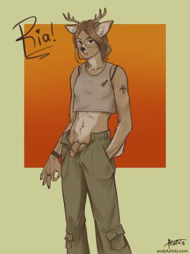 absurd_res accessory andyfurfulz anthro antlers arm_tattoo athletic athletic_futa athletic_intersex balls body_hair bottomwear bra_strap bracelet cargo_pants casual_exposure casual_nudity circle_game circumcised clothing colored_nails deer digital_drawing_(artwork) digital_media_(artwork) english_text eyewear flaccid freckled_face freckled_shoulders freckles fur furry futanari genitals glasses gradient_background hair handwritten_text happy_trail hi_res horn humanoid_genitalia intersex jewelry looking_at_viewer mammal multicolored_body multicolored_fur nails navel new_world_deer pants penis penis_poking_out pin_accessory presenting presenting_balls presenting_penis pubes ria_(andyfurfulz) ring round_glasses shirt signature simple_background solo tank_top tattoo text tied_hair tongue tongue_out topwear trans_woman transfem two-tone_body two-tone_fur unzipped unzipped_pants url white-tailed_deer zipper