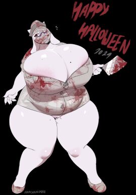 2d 2d_(artwork) absurd_res anthro arachnoid888 areola belly big_belly big_breasts bodily_fluids boss_monster_(undertale) bovid breasts caprine cleavage clothed clothing colored costume crossover digital_drawing_(artwork) digital_media_(artwork) dress english_text eyewear female footwear fur genital_fluids genitals glasses goat halloween halloween_costume hat headgear headwear hi_res holding_object holidays horn huge_breasts knife konami looking_at_viewer mammal markings mature_anthro mature_female minidress mole_(marking) mole_on_breast monster nurse nurse_(silent_hill) nurse_clothing nurse_hat nurse_headwear nurse_uniform overweight overweight_anthro overweight_female pussy pussy_peek shoes silent_hill simple_background skimpy skimpy_dress slightly_chubby slightly_chubby_anthro slightly_chubby_female solo text thick_thighs toriel undertale undertale_(series) uniform vaginal_fluids voluptuous_female weapon white_body white_fur wide_hips