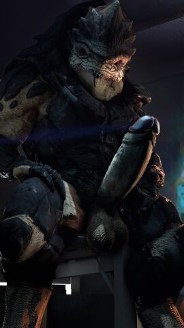 3d 4_balls absurd_res alien balls big_penis bioware digital_media_(artwork) electronic_arts erection facial_scar foreskin genitals hi_res humanoid_genitalia humanoid_penis inside krogan lens_flare looking_at_viewer male male_only mass_effect multi_balls multi_genitalia nude penis presenting presenting_penis raik_arglack raik_arglack_(character) red_eyes retracted_foreskin scar sitting solo spread_legs spreading uncircumcised vein veiny_penis