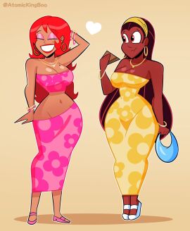 2girls ass atomickingboo beauty_mark big_ass big_breasts big_butt breasts brown-skinned_female brown_body brown_skin bust busty chest curvaceous curvy curvy_figure dark-skinned_female dark_hair dark_skin digital_media_(artwork) female female_focus hips hispanic hourglass_figure huge_ass huge_breasts human large_ass large_breasts latina legs mature mature_female mole mole_on_breast mole_under_eye oc ocs original original_character original_characters red_eyes red_hair shaylynn_summer slim_waist tan-skinned_female tan_body tan_skin the_besties_(atomickingboo) thick thick_hips thick_legs thick_thighs thighs valerie_valentine_(atomickingboo) voluptuous voluptuous_female waist wide_hips