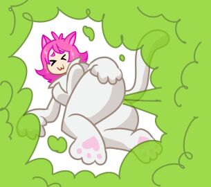 :3 animal_suit ass cat_ears cat_girl cat_humanoid cat_mouth cat_tail catgirl closed_eyes fart fart_cloud fart_everywhere fart_fetish fart_girl69 farting female gassy gassy_ass nekochan_(telegram) paws pink_hair telegram