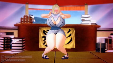 3d animated female kimono koikatsu milf naruto naruto_(series) pervert_female plump showing_panties thick_thighs tsunade