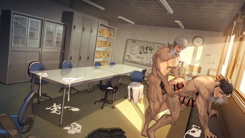 2boys abs afternoon all_fours anal anal_insertion anal_sex arched_back arm_hair armpit_hair ass back_muscles balls balls_deep bara beard beefy bending_over biceps big_areola big_ass big_breasts big_penis black_hair blue_eyes blurry blush breasts bubble_ass bubble_butt cardboard_box ceiling ceiling_light censor_bar censored censored_penis chest_hair clock clothes_on_floor clothes_removed completely_nude computer cum cum_drip cum_drool cum_on_couch cum_on_floor cum_on_table cum_pool cum_puddle daddy dark_penis dark_room dilf doggy_style duo erect_nipples erection fluorescent_light from_behind from_behind_position fucked_silly gay hand_on_ass hand_on_chair hi_res huge_cock humping hunk inconsistent indoors indoors_sex leaning_forward leg_hair looking_at_another looking_back looking_pleasured male male/male male_only male_penetrated male_penetrating male_penetrating_male masculine_male mature_male meeting_room microwave morning multicolored_hair muscles muscular muscular_arms muscular_ass muscular_back muscular_chest muscular_legs muscular_male muscular_thighs nipples nude nullqllun office office_chair oppai original original_character pecs penis penis_bigger_than_head plump_ass pubic_hair quadriceps raw_sex rectum reflection see-through semen sex shelf short_hair sideburns six_pack steam steamy_breath sunlight sunset table text thick_arms thick_cum thick_neck thick_penis thick_thighs thrusting time_lapse tongue tongue_out tough_guy tremble_spikes trembling triceps two-tone_hair veiny_arms veiny_penis very_high_resolution white_hair whiteboard window x-ray yaoi