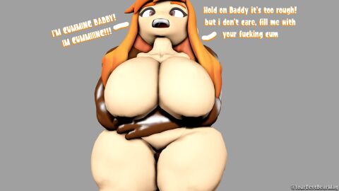 1boy 1girls big_breasts black breasts climax cum cum_inside dark-skinned_male dark_skin dominant female garry's_mod human_meggy male meggy_spletzer pazumaga pounding_ass rough_sex sex smg4 submissive submissive_female thick_thighs