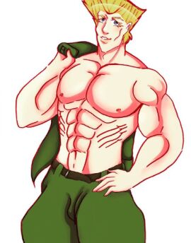 1adult 2021 adult_only battle_tendency blonde_hair blue_eyes digital_art geliya117 human_artist jojo's_bizarre_adventure male muscular muscular_male no_ai rudolph_von_stroheim solo solo_focus solo_male