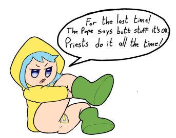 1girls anal anal_access anal_only anal_only_maebari anus ass blasphemy boots clothed clothing darkpatito female female_only luce_(vatican) maebari tape